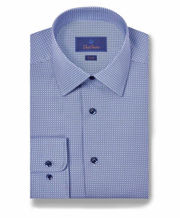 david donahue TBSP11034474 | Navy & Blue Geometric Print Dress Shirt Shirt