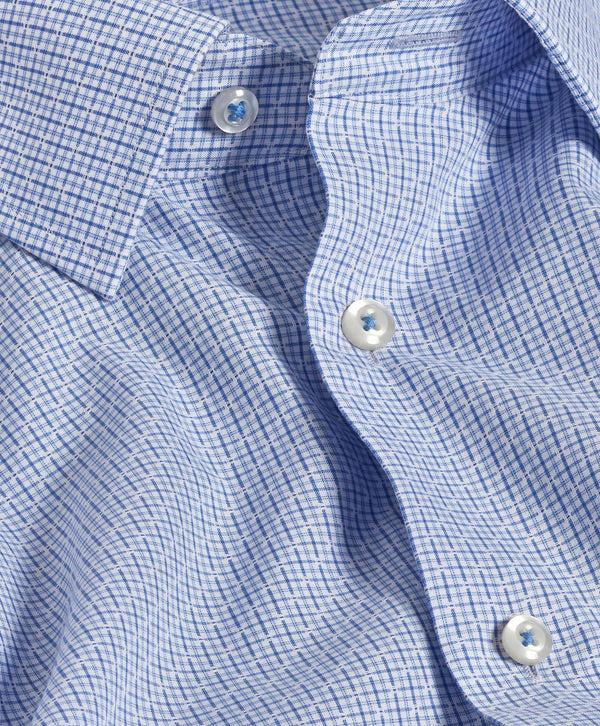 David Donahue TBSP11036452 | Sky & Blue Dobby Check Dress Shirt Shirt