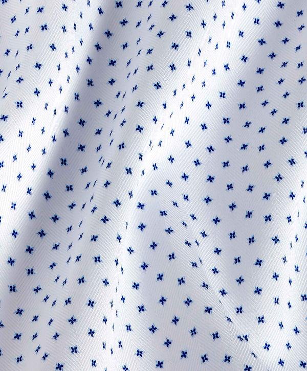 David Donahue TBSP11203155 | White & Navy Tossed Neat Print Dress Shirt Shirt