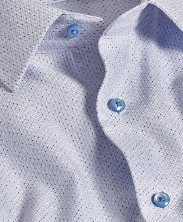 David Donahue TBSP11300136 | White & Sky Dobby Dot Dress Shirt Shirt