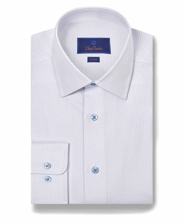 david donahue TBSP11300136 | White & Sky Dobby Dot Dress Shirt Shirt