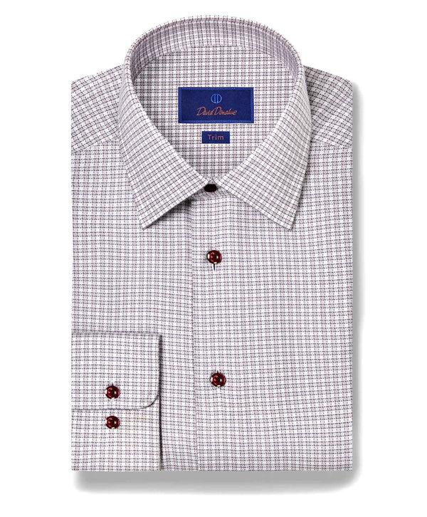 david donahue TBSP11803026 | Gray & Berry Textured Check Dress Shirt Shirt