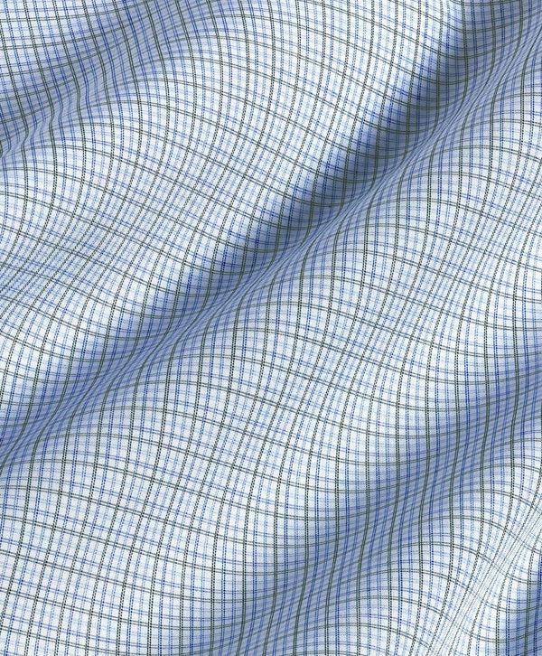 David Donahue TBSP11805448 | Blue & Green Poplin Check Dress Shirt Shirt