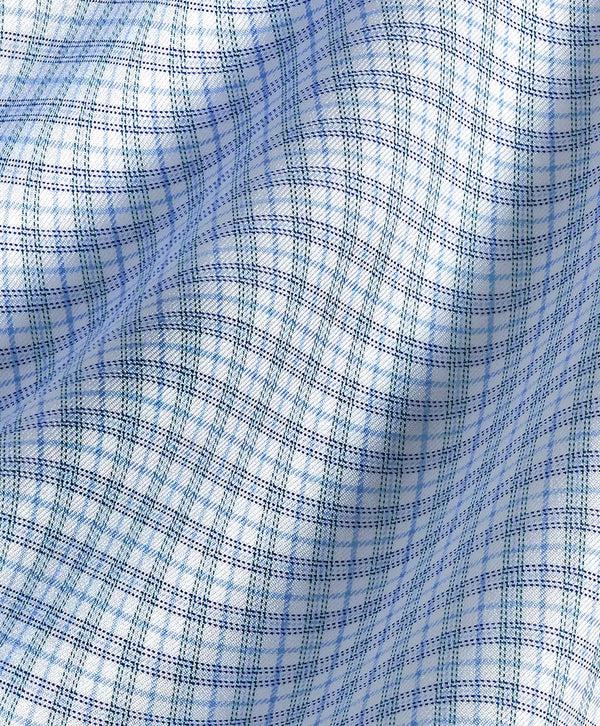 David Donahue TBSP11806446 | Sky & Petrol Twill Check Dress Shirt Shirt