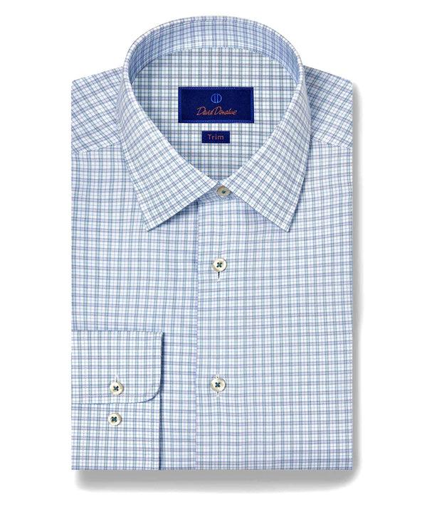david donahue TBSP11806446 | Sky & Petrol Twill Check Dress Shirt Shirt