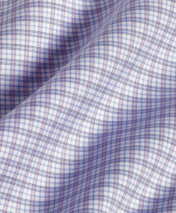 David Donahue TBSP11806465 | Sky & Berry Twill Check Dress Shirt Shirt