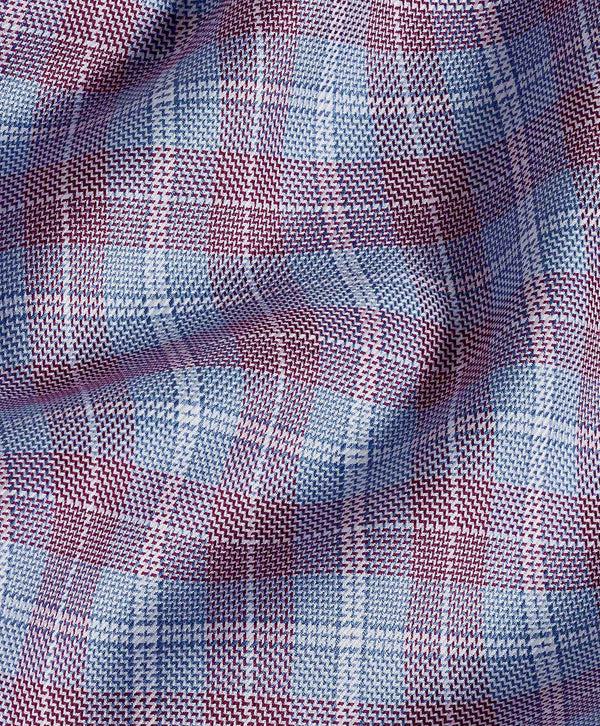 David Donahue TBSP11813457 | Blue & Merlot Dobby Check Dress Shirt Shirt