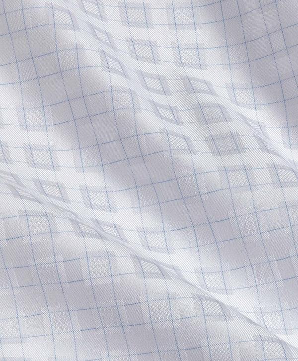 David Donahue TBSP11851136 | White & Sky Dobby Check Dress Shirt Shirt