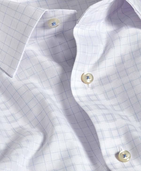 David Donahue TBSP11851136 | White & Sky Dobby Check Dress Shirt Shirt