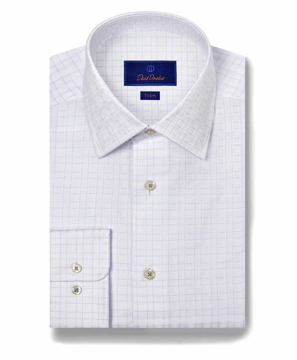 david donahue TBSP11851136 | White & Sky Dobby Check Dress Shirt Shirt