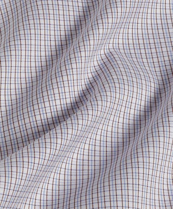 David Donahue TBSP11858214 | Chocolate & Sky Dobby Check Dress Shirt Shirt