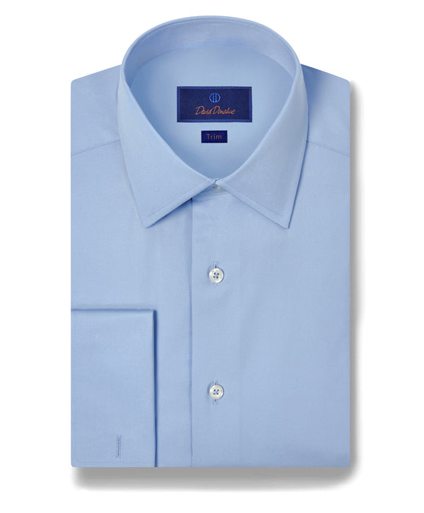 david donahue TFCSP6110423 | Blue Broadcloth French Cuff Dress Shirt Shirt