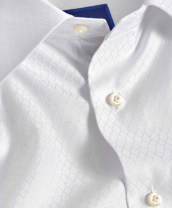 David Donahue TFSS09034110 | White Diamond Textured Formal Shirt Shirt