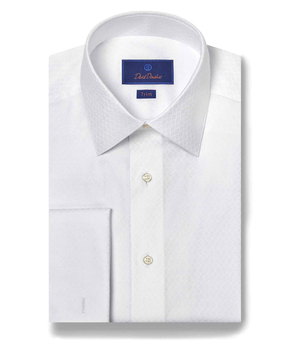 david donahue TFSS09034110 | White Diamond Textured Formal Shirt Shirt