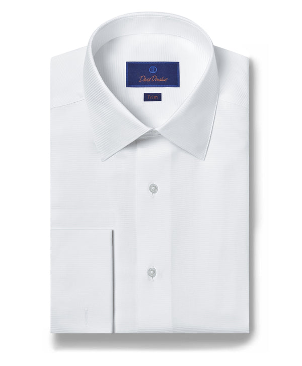 david donahue TT3810110 | Horizontal Rib French Cuff Formal Shirt Shirt