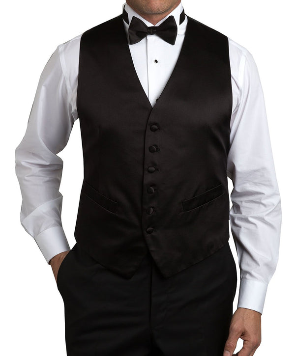 David Donahue VT100001 | Black Satin Formal Vest Accessories