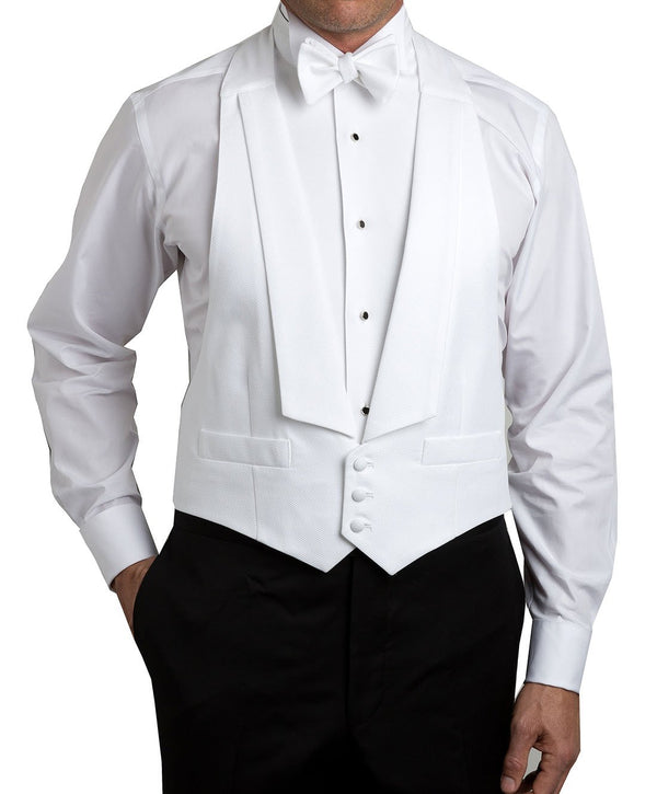 David Donahue VT8110110 | White Pique Formal Vest Accessories