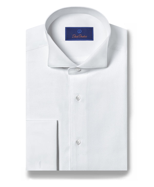 david donahue WB6110110 | Piqué Wing Collar French Cuff Formal Shirt Shirt