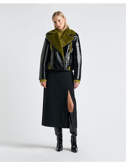 david jones Cue Reversible Faux Fur Jacket