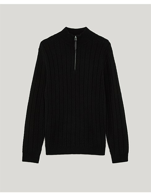 David Jones Politix Herringbone Half-zip Knit
