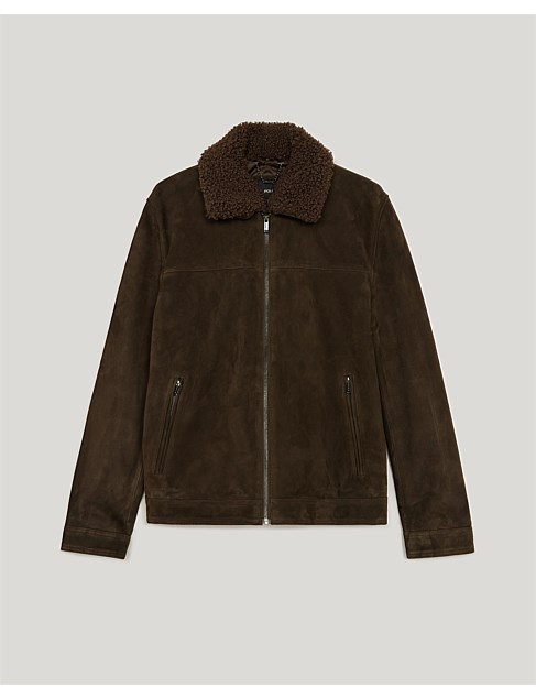 David Jones Politix Suede Shearling Leather Jacket