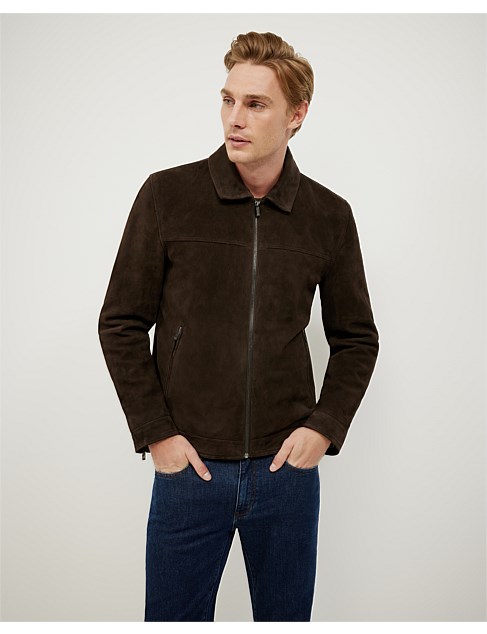 david jones Politix Suede Shearling Leather Jacket