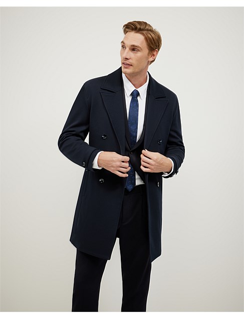 david jones Politix Double Breasted Travel Performance Peacoat