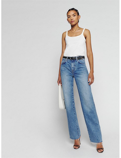 David Jones Reformation Val Mid Rise Straight Leg Jeans
