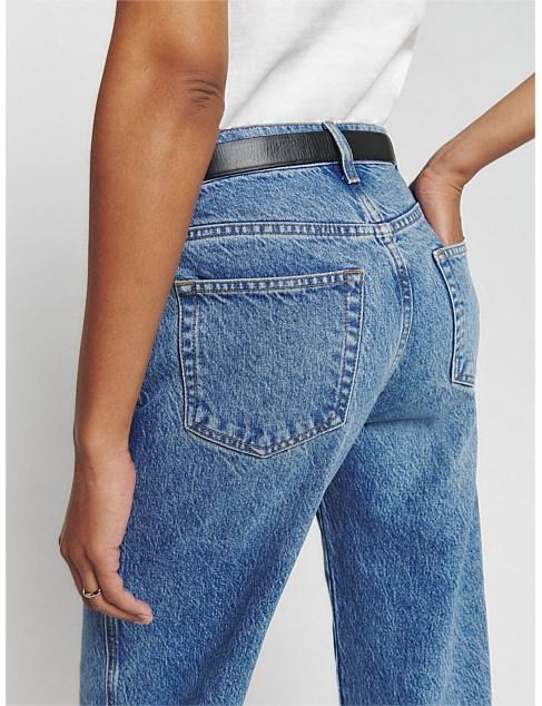 David Jones Reformation Val Mid Rise Straight Leg Jeans