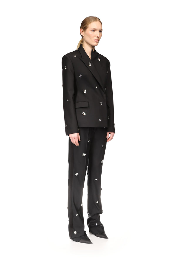 David Koma ALLOVER CRYSTAL EMBROIDERED TAILORED JACKET BLACK/SILVER