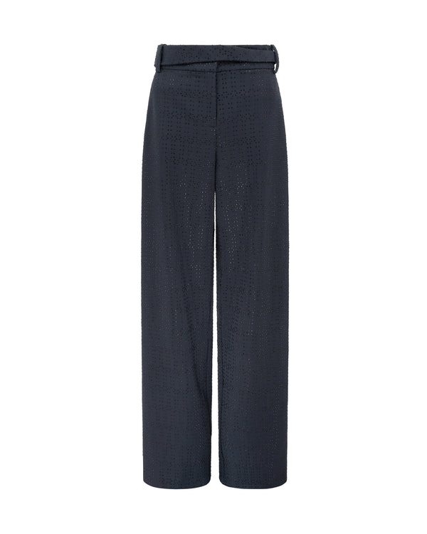 david koma ALLOVER RHINESTONE EMBROIDERED TAILORED TROUSERS NAVY/BLACK