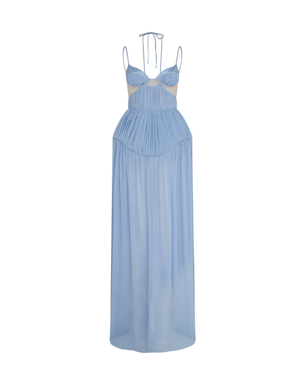 david koma BRA DETAIL TOP AND TULLE CRINOLINE GOWN BLUE