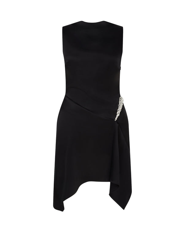 david koma CRYSTAL CLAW DETAIL SLEEVELESS DRESS IN BLACK BLACK