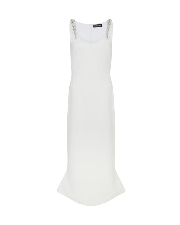 david koma CRYSTAL CLAW STRAPS MIDI DRESS IN WHITE WHITE