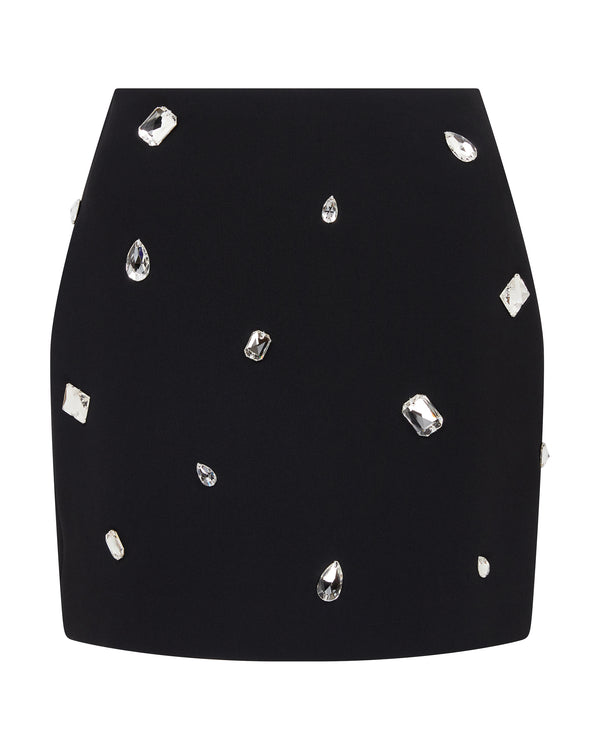 david koma CRYSTAL EMBROIDERED MINI SKIRT BLACK/SILVER