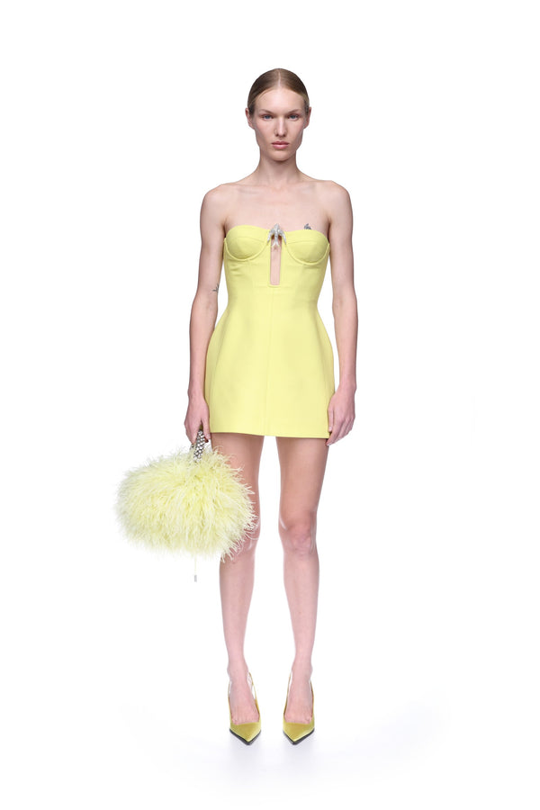 David Koma CRYSTAL SWALLOW MINI DRESS YELLOW/SILVER