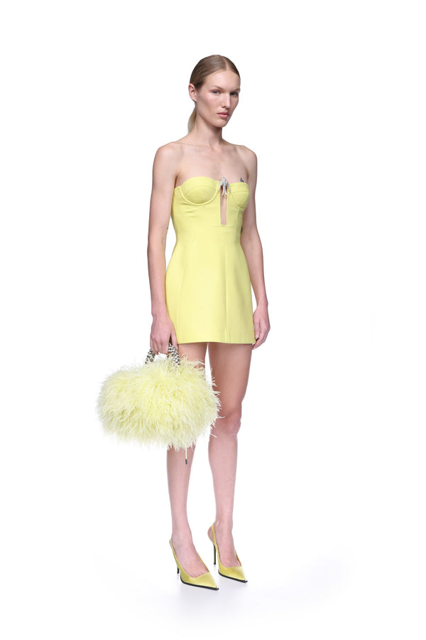 David Koma CRYSTAL SWALLOW MINI DRESS YELLOW/SILVER