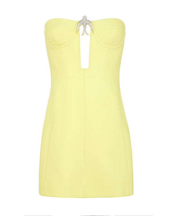 david koma CRYSTAL SWALLOW MINI DRESS YELLOW/SILVER