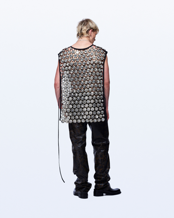 David Koma ALLOVER CRYSTAL EMBROIDERED TOP SILVER