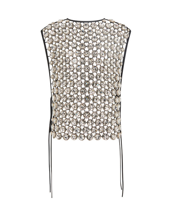 david koma ALLOVER CRYSTAL EMBROIDERED TOP SILVER