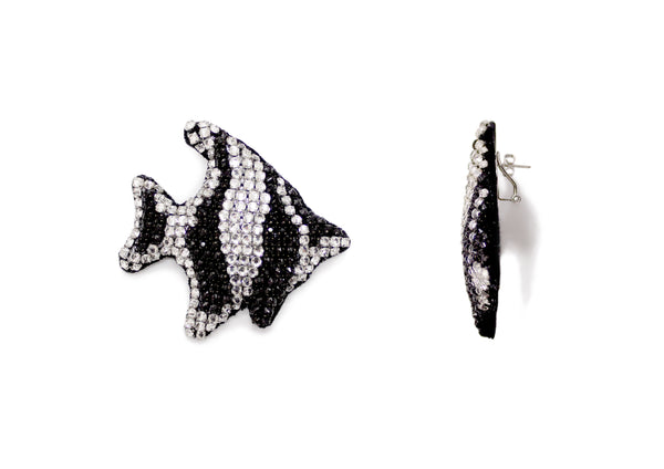 david koma ANGEL FISH EARRINGS BLACK/SILVER