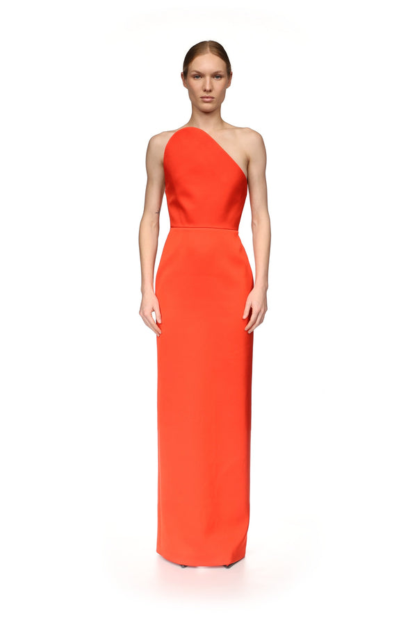David Koma ASYMMETRIC CUT STRAPLESS GOWN RED