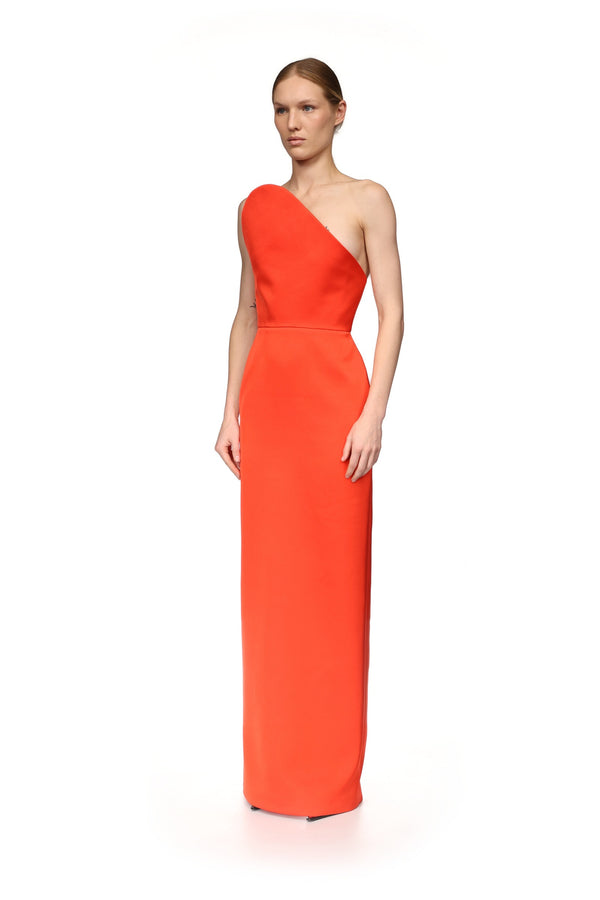 David Koma ASYMMETRIC CUT STRAPLESS GOWN RED