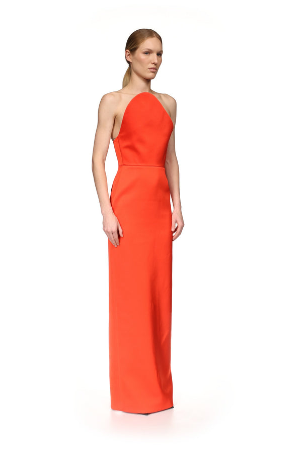 David Koma ASYMMETRIC CUT STRAPLESS GOWN RED