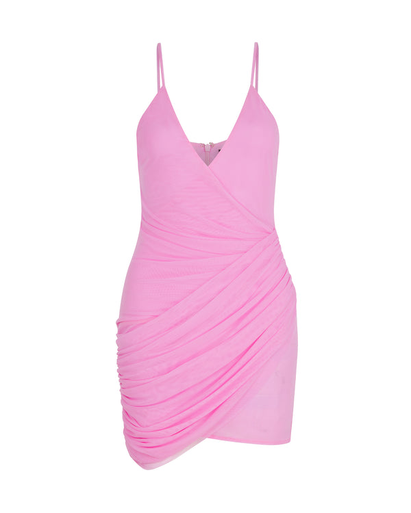 david koma ASYMMETRIC RUCHED MINI DRESS PINK