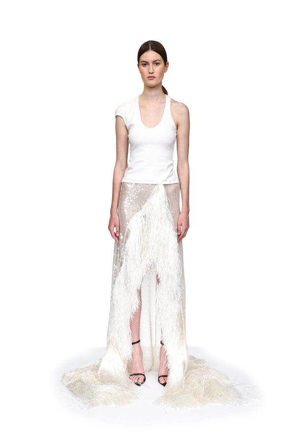 David Koma ASYMMETRIC SLEEVE TANK TOP WHITE