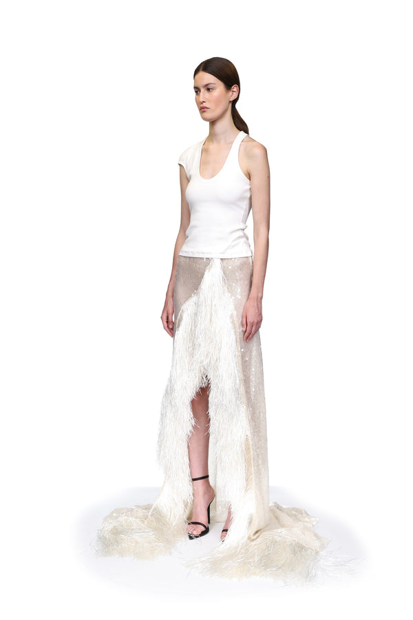 David Koma ASYMMETRIC SLEEVE TANK TOP WHITE