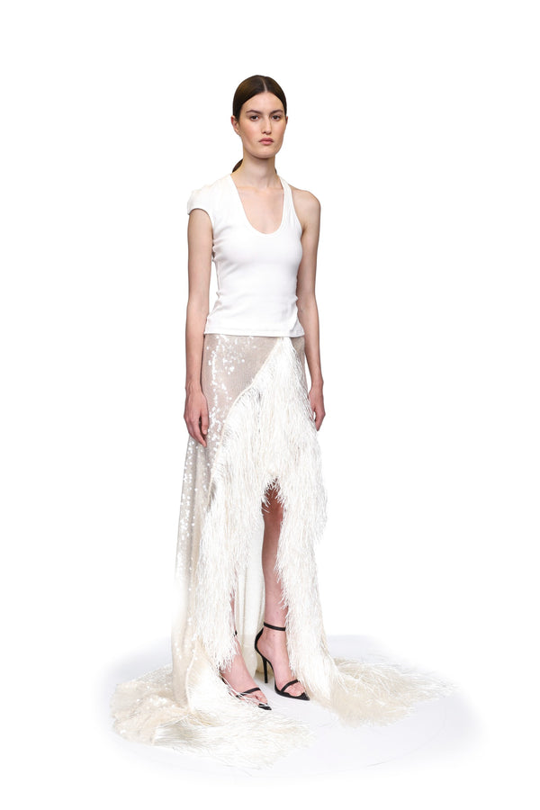 David Koma ASYMMETRIC SLEEVE TANK TOP WHITE