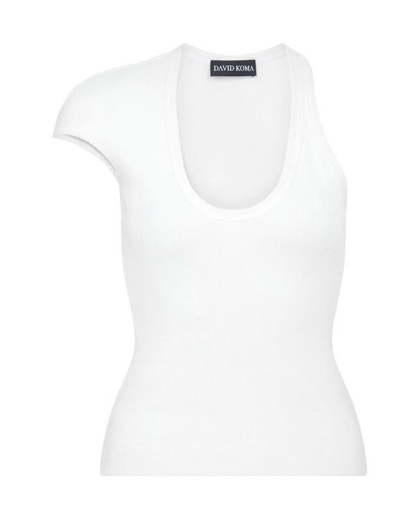 david koma ASYMMETRIC SLEEVE TANK TOP WHITE