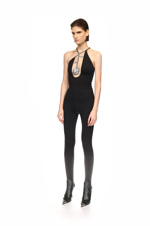 David Koma BLACK CRYSTAL ROSE JUMPSUIT BLACK